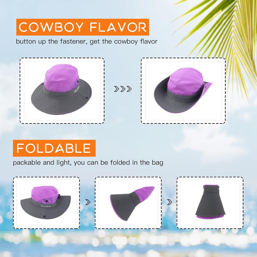 Sun Hats for Women Beach Hat Ponytail Hat Womens Sun Hat with UV Protection Wide Brim