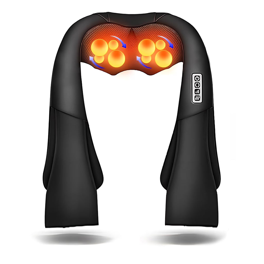 Shiatsu Shoulder Back and Neck Massager with Heat, Electric Deep Tissue Kneading Massage Pillow, Black