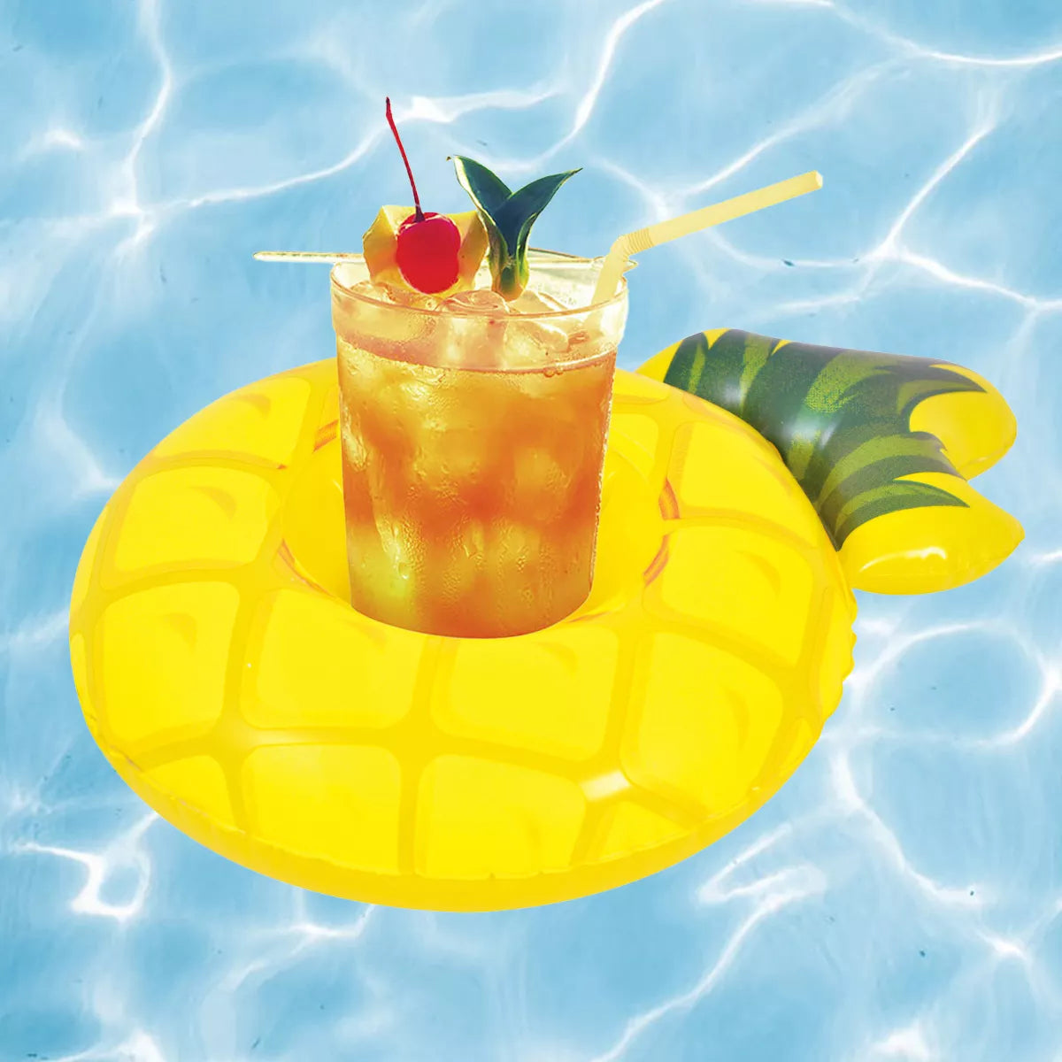 Pool Central Inflatable Floating Pineapple Swimming Pool Drink Holder - 9.75"