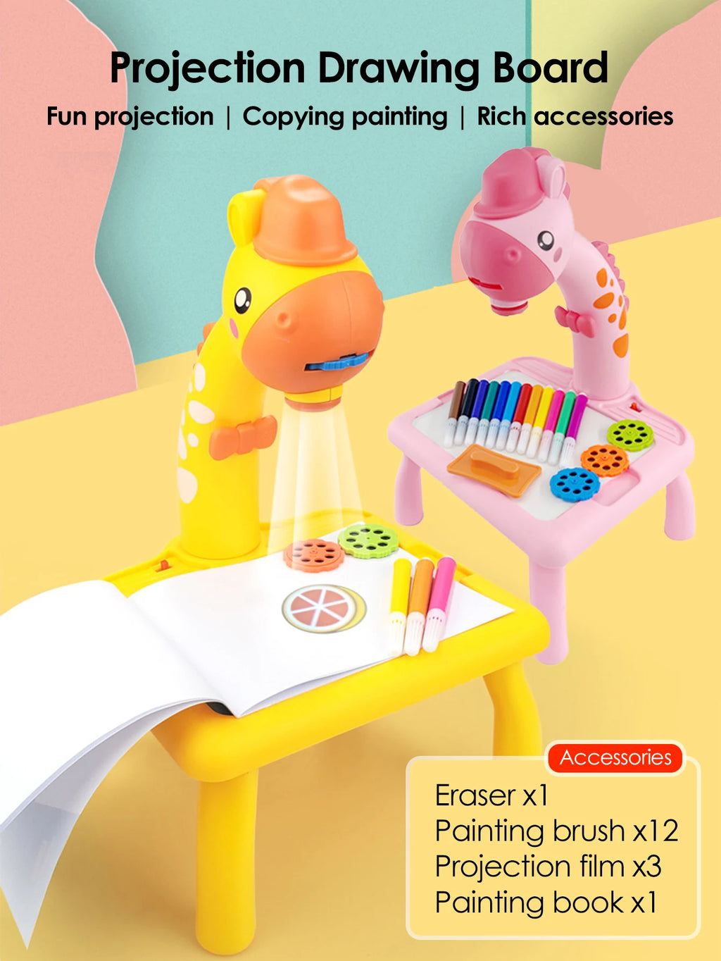 Children LED Projector Drawing Table Toy Painting Set Table Educational Board Learning Tools Painting Toys for Children